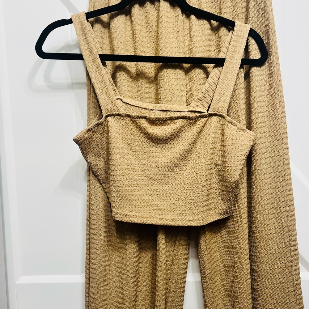 SHEIN Tan Textured Two-Piece Set